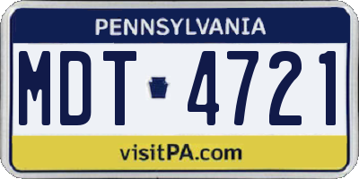 PA license plate MDT4721