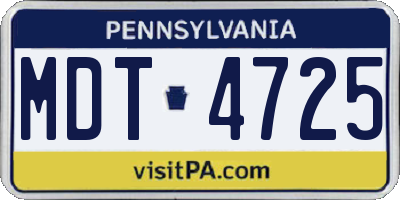 PA license plate MDT4725