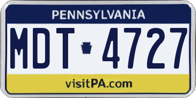 PA license plate MDT4727