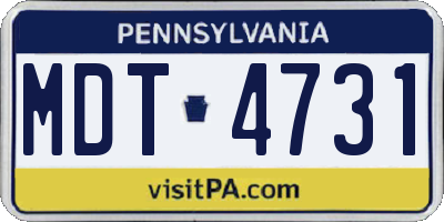 PA license plate MDT4731
