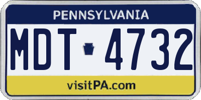PA license plate MDT4732