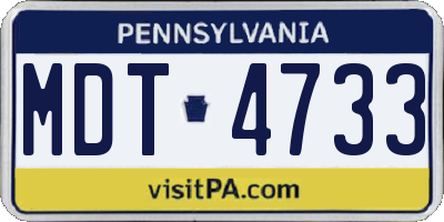 PA license plate MDT4733