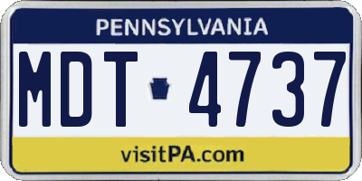 PA license plate MDT4737