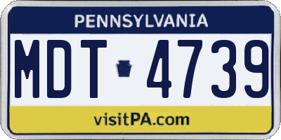 PA license plate MDT4739