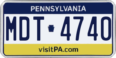 PA license plate MDT4740