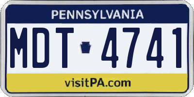 PA license plate MDT4741