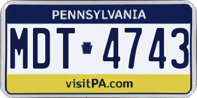 PA license plate MDT4743