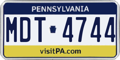 PA license plate MDT4744