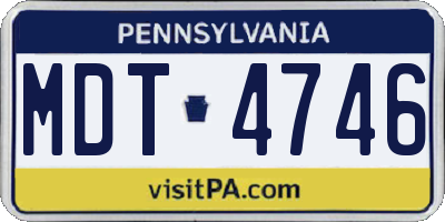 PA license plate MDT4746