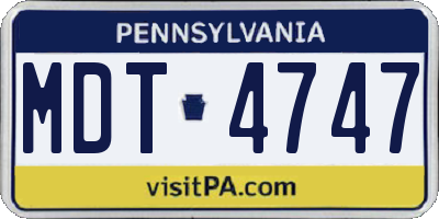 PA license plate MDT4747
