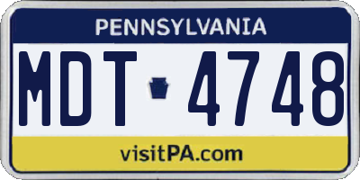 PA license plate MDT4748