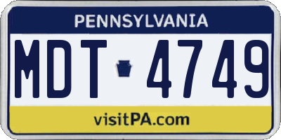 PA license plate MDT4749