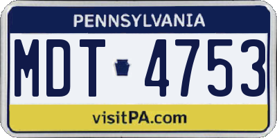 PA license plate MDT4753