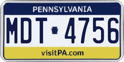 PA license plate MDT4756