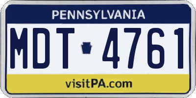PA license plate MDT4761