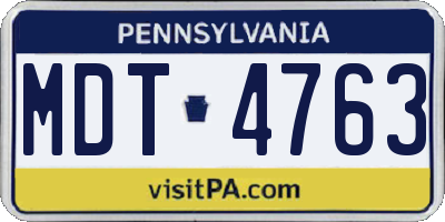 PA license plate MDT4763