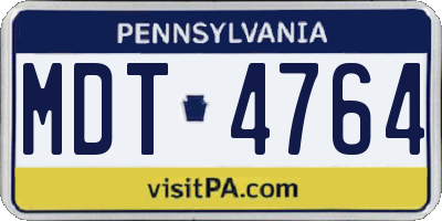 PA license plate MDT4764