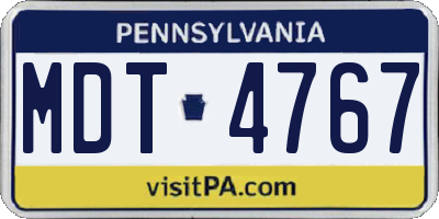 PA license plate MDT4767