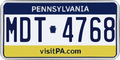 PA license plate MDT4768