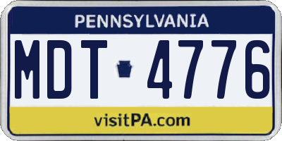 PA license plate MDT4776