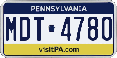 PA license plate MDT4780