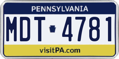 PA license plate MDT4781