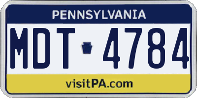 PA license plate MDT4784