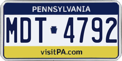 PA license plate MDT4792
