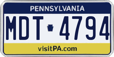 PA license plate MDT4794