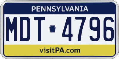 PA license plate MDT4796