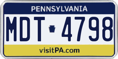 PA license plate MDT4798
