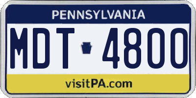 PA license plate MDT4800