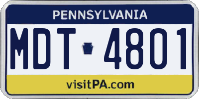 PA license plate MDT4801