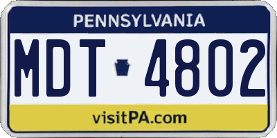 PA license plate MDT4802