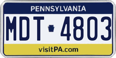 PA license plate MDT4803