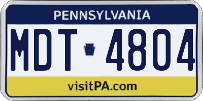 PA license plate MDT4804