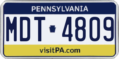 PA license plate MDT4809