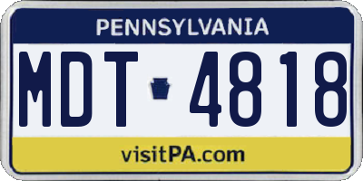 PA license plate MDT4818