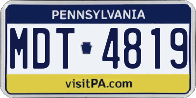 PA license plate MDT4819