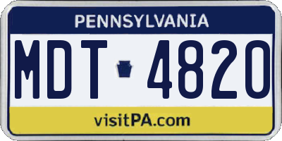PA license plate MDT4820