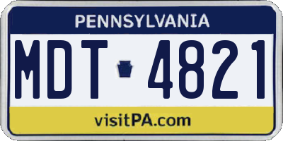 PA license plate MDT4821