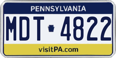 PA license plate MDT4822