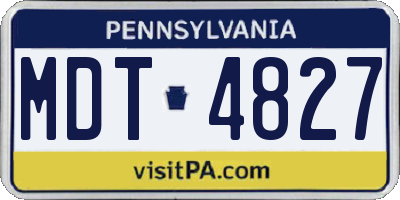 PA license plate MDT4827
