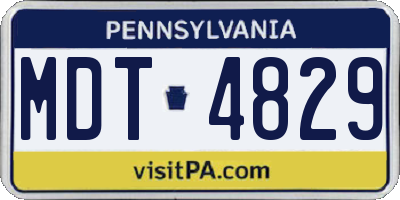 PA license plate MDT4829
