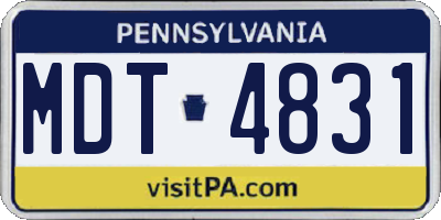 PA license plate MDT4831