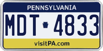PA license plate MDT4833