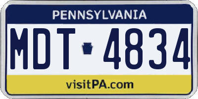 PA license plate MDT4834