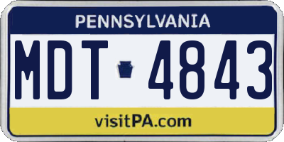 PA license plate MDT4843