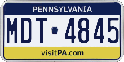 PA license plate MDT4845