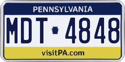 PA license plate MDT4848